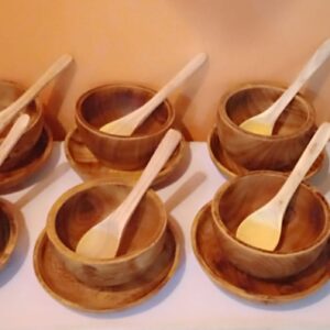 Under wooden utensils : 18pc wooden bowl set